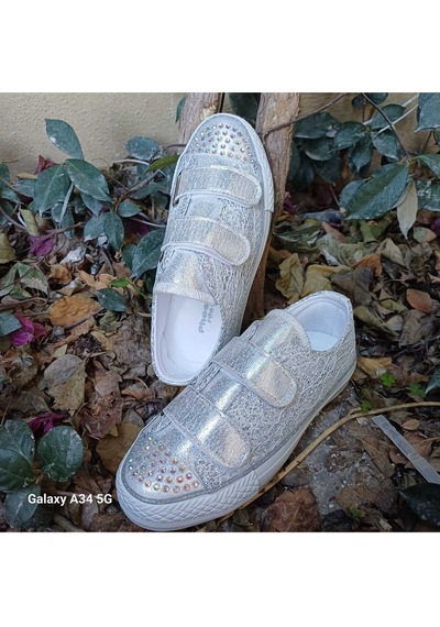 Scarpe Magiche Gümüş Peri Işıltılı Sneaker 31-35 Numara Arası Işıksızdır Gümüş