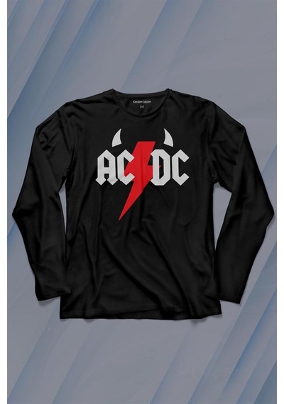 Ac Dc Alternatif Doğru Akım Musicdevil Uzun Kollu Tişört Baskılı T-shirt 001