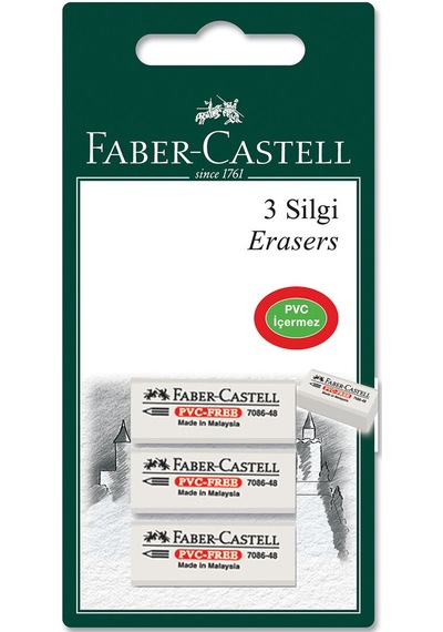 Faber Castell 3'lü Beyaz Silgi 7086/48