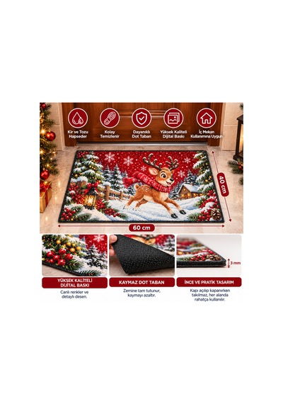 Yılbaşı Temalı Geyik Desenli Kapı Önü Paspası 40x60 Cm Kaymaz Dot Tabanlı Dijital Baskılı Dekoratif Paspas Çok Renkli - 943128726 Çok Renkli Yılbaşı Temalı Geyik Desenli Kapı Önü Paspası 40x60 Cm Kaymaz Dot Tabanlı Dijital Baskılı Dekoratif Paspas Çok Renkli - 943128726 Çok Renkli