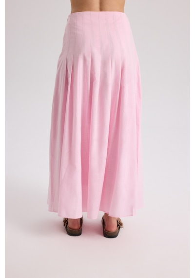 Mai Collection Mai Studios Co. Sera Pile Detay Pembe Uzun Etek Pembe