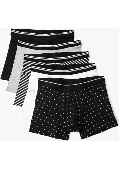 Koton Çizgili 5'Li Boxer Seti Beli Lastikli Baskılı Çok Renkli Siyah 4Wlm90065Mk 4Wlm90065Mk999 Koton Çizgili 5'Li Boxer Seti Beli Lastikli Baskılı Çok Renkli Siyah 4Wlm90065Mk 4Wlm90065Mk999