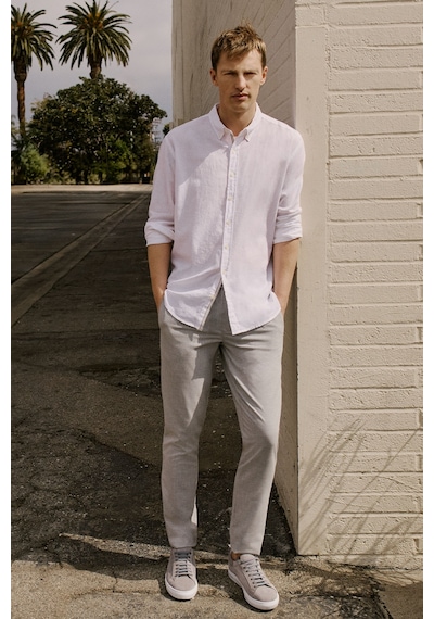 Ac&Co / Altınyıldız Classics Slim Fit Dar Kesim Beli Bağlamalı Yan Cepli Erkek Pantolon - Gri