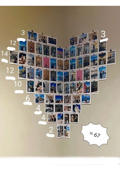 67 Adet İntax Polaraid Fotoğraf Kalp Şeklinde Duvar Tasarımı