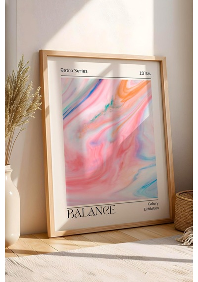 Balance Aura Çerçeveli Tablo Pembe Mavi Aura Enerji Renkleri Retro Series 1970s