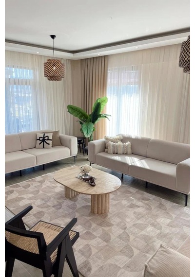 Apex Truva 6622 Bej Akrilik Modern Makine Halısı Bej