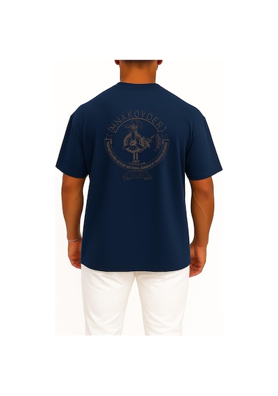 Bahriyeli Collection Oversize Mnakoyder Makinecilerin Derneği Cep Ve Sırt Tasarımlı Unisex T-shirt Lacivert