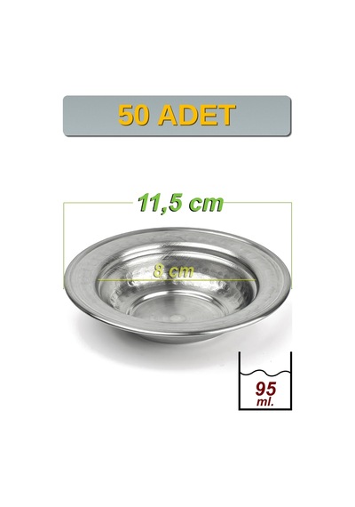 Binbir Trend 11,5 Cm Yanaklı Krom Çelik Zeytinlik Ve Kahvaltılık Kase 95 Ml Meze, Reçel, Sos Kasesi -kase1158 50 Adet