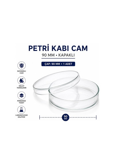 Kapaklı Petri Kabı Cam 90 MM