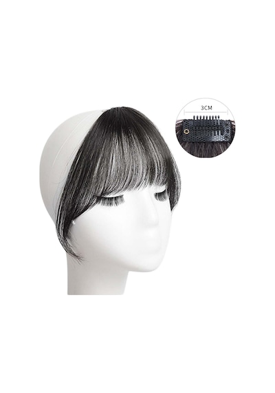 Sahte Patlama Tapınaklarla Saç Uzatma - Doğal Günlük Görünüm İçin Wispy Fringe Clip -on Light Brown