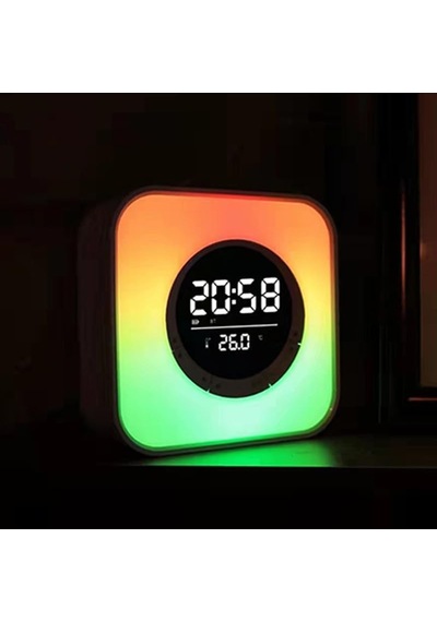 P10 Rgb Led Alarm Saat Bluetooth Hoparlör, Gece Lambası, Kablosuz Şarj Destekli Dijital Masa Saati