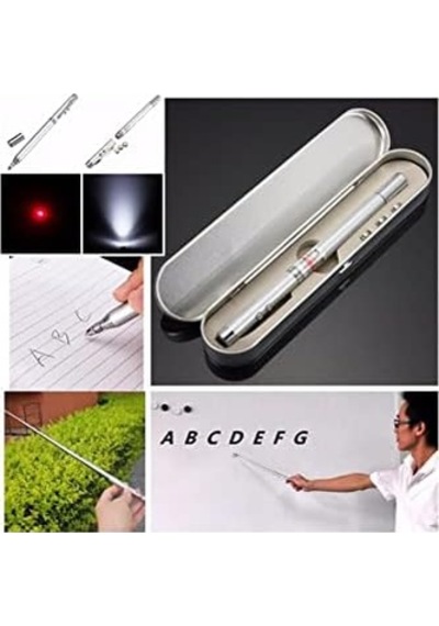 Metal Kutulu Kırmızı Lazerli, Led Işıklı Mıknatıslı Pointer Kalemi İşaretçi Uzayabilen Sunum Çubuğu Teleskopik Metal Tükenmez Kalem Prs-1521g