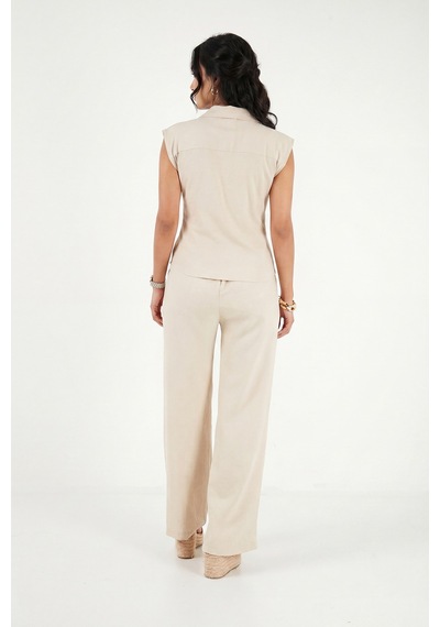 Lela Regular Fit Bağlama Detaylı Kolsuz Takım Bayan Takım 5866787 Taş