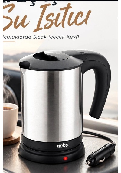 Araç İçi Su Isıtıcı Kettle 12v Çakmaklık Girişli Çelik Gövdeli Termos Kupa Bx-316149