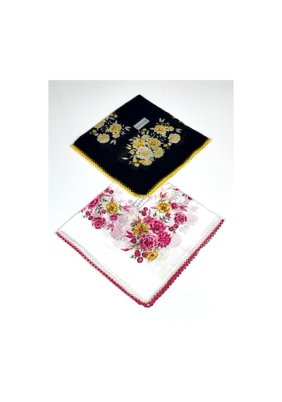 Eripek 2'li Paket Oyalı Pamuk Yazma 6594 SİYAH-BEYAZ