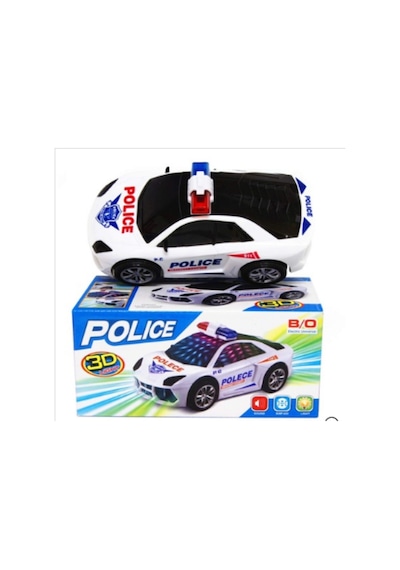 Pilli Polis Arabası 3d Işıklı Oyuncak Sesli Işıklı Polis Arabası