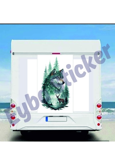 Kurt Ve Geyikler Doğal Yaşam Kamp Karavan Doğal Sticker 40x75 Cm Renkli Baskı