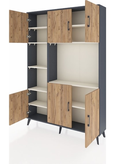 Arges Dolap 9 Raflı 6 Kapaklı 132x30x195 Antrasit-çam/aytaşı Antrasit