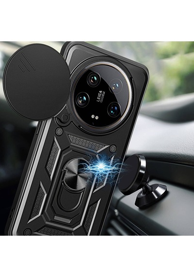 Rba Aksesuar Mi 14 Ultra Kılıf Magnetik Standlı Kamera Korumalı Rba Sürgülü Vega Kapak - Mavi Mavi