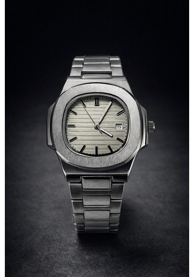 Patek Model Eşref Tek Saati Çelik Takvimli Gri - 830214920 Gümüş