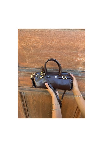 Just Polo Kadın Gold Detaylı Silindir Tasarım El Ve Omuz Çantası Shoulder Bag Ebat : 27 X 13 Cm Kahverengi