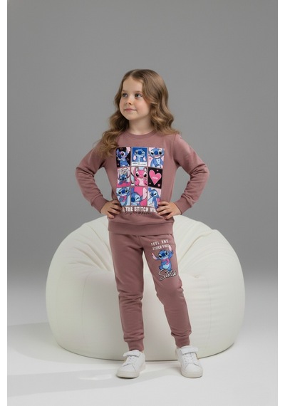 Serenad Kids Stıtch Kareli Penye Kız İkili Takım 3-10 Yaş -je261061275 - Gül Kurusu