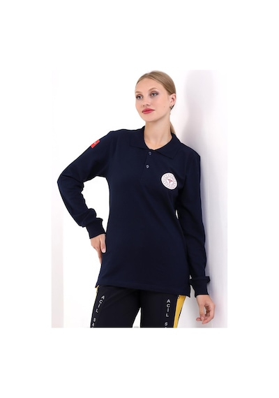 112 Yakalı Tshirt Uzun Kol - Lacivert-6548