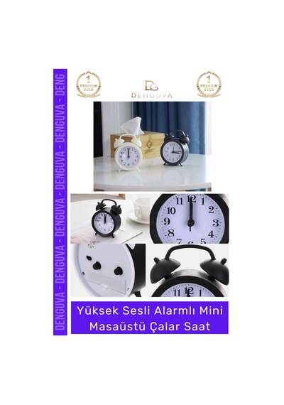 Çalarsaat Premium Sessiz Akar Saniyeli Masaüstü Ofis Komodin Modern Analog Dekoratif Çalar Saat Çok Renkli