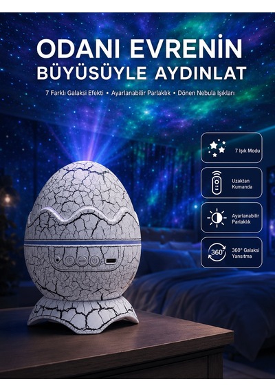 Gece Lambası Yumurta Işık Speaker Yeni Nesil Dinozor Yumurtası Görünümlü Altın - Çok Renkli 92630411