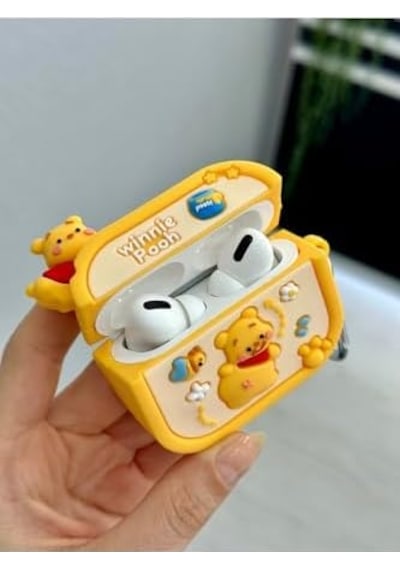 Airpods Pro-pro2 İle Uyumlu Oyuncak Tasarımlı Kalın Silikon Koruyucu Kılıf - Winniesarı