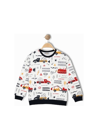 Alglıfe Erkek Çocuk Araba Ve İş Makineleri Desenli Sweatshırt Siyah