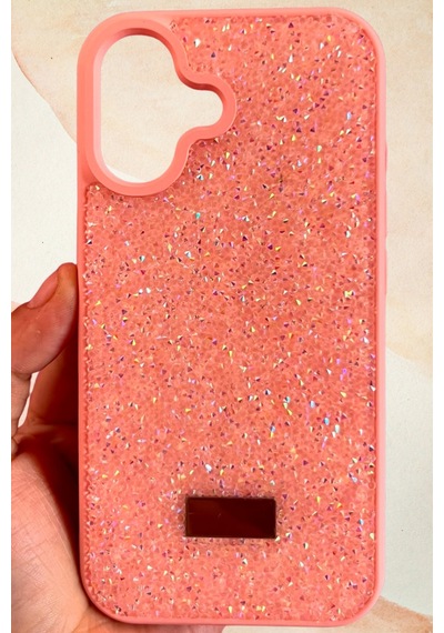 İphone 16 Yıldız Tozu Premium Pembe Silikon Kılıf