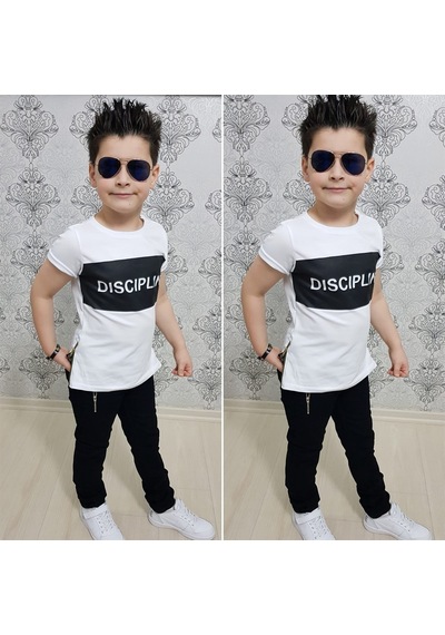 Turuncu Gardrop Fermuar Detay Tişört Ve Kot Pantolon Takım Çok Renkli