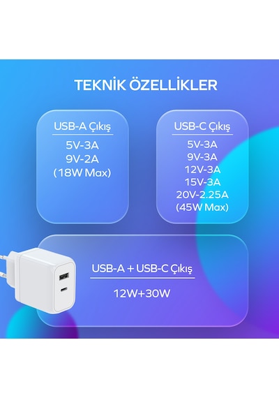Woyax By Deji Gan 45w Type-c Pd Ve Usb Süper Hızlı Şarj Aleti, 1.