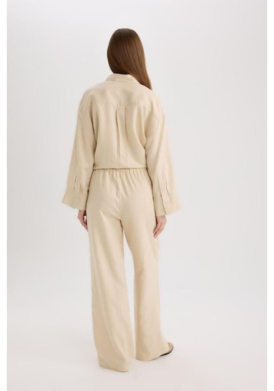 DeFacto Wide Leg Keten Karışımlı Geniş Paça Pantolon D8187AX25SPBG115 DeFacto Wide Leg Keten Karışımlı Geniş Paça Pantolon D8187AX25SPBG115