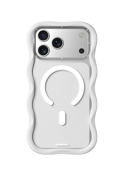 Apple Uyumlu iPhone 17 Pro Max  Kılıf M-safe Şarj Özellikli Youngkit Wave Matte Serisi Kapak Beyaz Beyaz