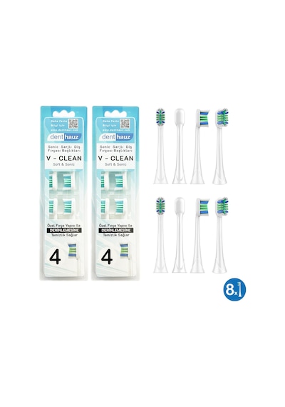 Denthauz V Clean Sonic Soft Philips Sonicare Uyumlu Yedek Başlık 8'li