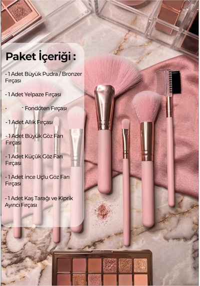 8'li Profesyonel Makyaj Fırça Seti