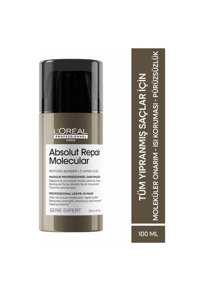 L'oreal Professionnel Serie Expert Absolut Repair Molecular Tüm Yıpranmış Saçlar İçin Durulanmayan Maske 100 Ml