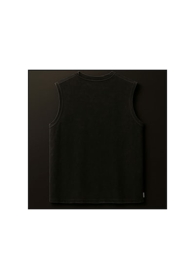 Technomonkey Siyah Erkek Pamuklu Antrenman Sporcu Atleti Oversize Yıkamalı Fe N Baskılı Kolsuz T-shirt