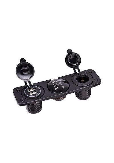 Usb Voltmetre Şarj Soketi 3'Lü Set Tekne Karavan Usb Seti