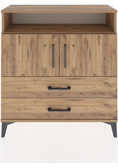 Arges Şifonyer 3 Raflı 2 Çekmeceli 2 Kapaklı 88x30x96 Çam-çam Çam