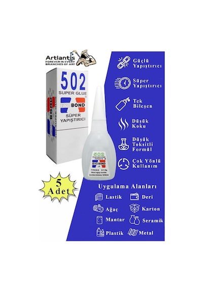 502 Japon Yapıştırıcı 5 Adet 20 Gr Hızlı Yapıştırıcı Evobond 502 Süper Yapıştırrıcı Orjinal Seramik Plastik Metal
