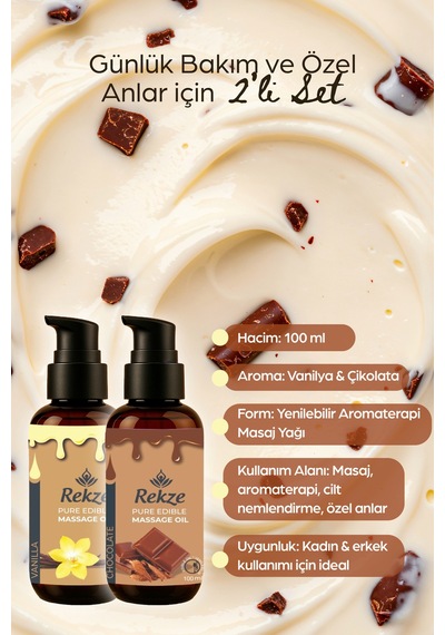 Rekze Çikolata & Vanilya Aromalı Masaj Yağı 100 Ml Aromaterapi, Nemlendirici Ve Etkili - 744967438