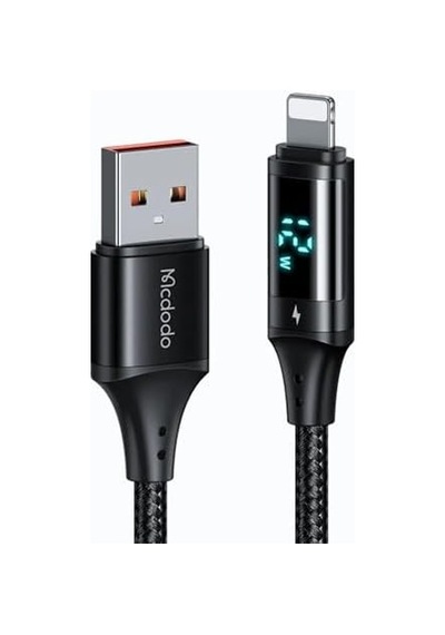 Ca-1060 Lightning Dijital Göstergeli Data-şarj Kablosu 3a 1.2m, Siyah