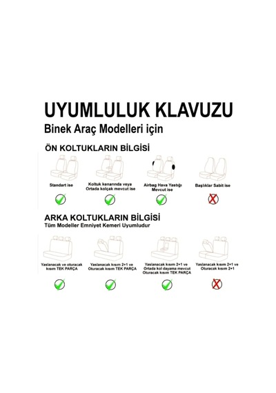 Monza Bordo Siyah Serisi Üniversal Oto Koltuk Kılıfı Ön Arka Koltuk Tam Set