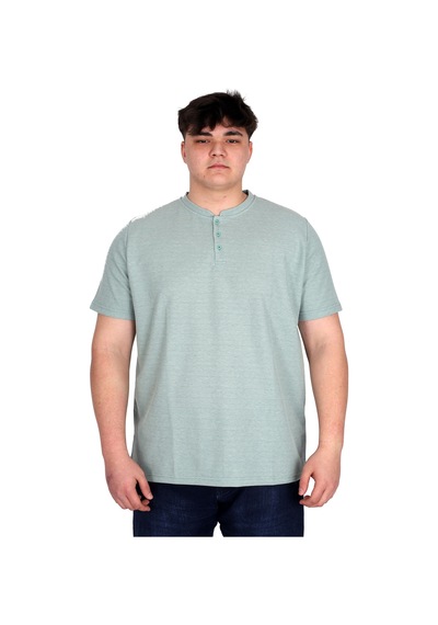 Mode Xl Büyük Beden Erkek Hakim Yaka Tişört Waffle U20036 Çağla Çağla Yeşili