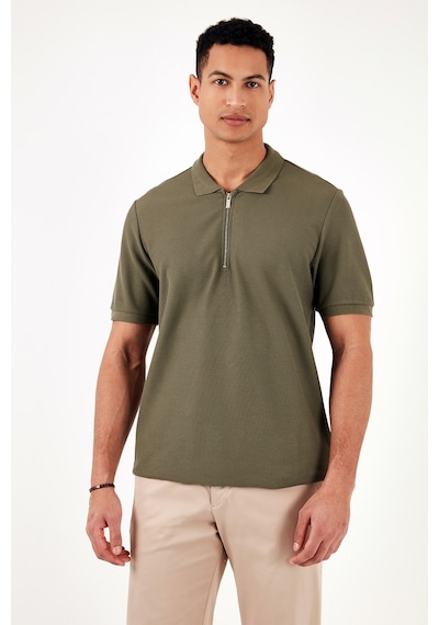 Buratti Pamuklu Regular Fit Fermuarlı Erkek Polo Yaka T Shirt 5902434 Haki