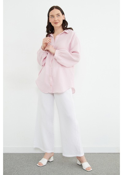 Fullamoda Basic Oversize Gömlek Pembe