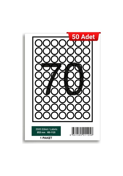 Herboy Hb-1125 25 X 25 Mm A4 Laser Etiket 50 Adet